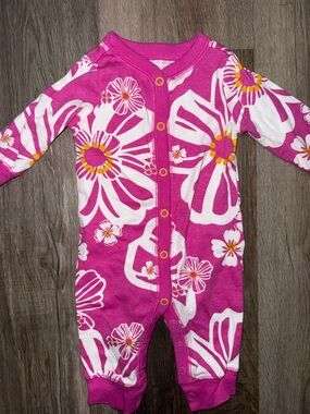 Carter's Bright Pink Floral Snap Front Footie